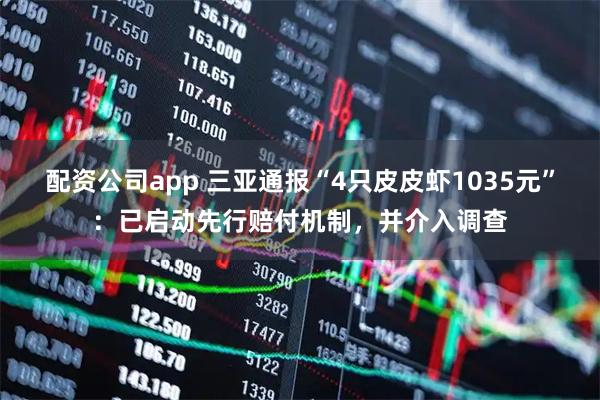 配资公司app 三亚通报“4只皮皮虾1035元”：已启动先行赔付机制，并介入调查